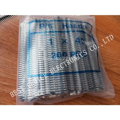 200pcs/lot 40 Pin 2.54 mm Single Row Pin Male Header 40Pin Header Connector for Arduino Prototype Shield