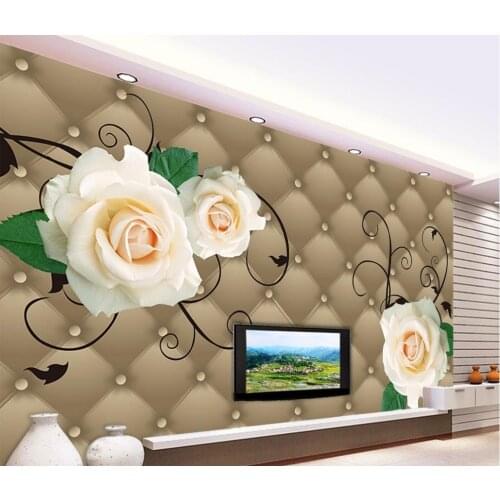 3d wallpaper for room White Rose Background Wall living 3d wallpaper modern living room wallpapers