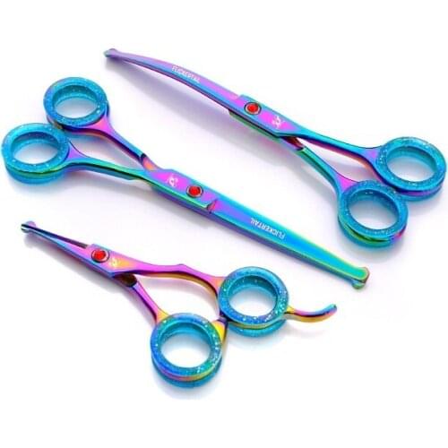 4.5 6.5 inch Round-headed Professional safe pet scissors for cat dog grooming High Quality Straight Thinning & Curved Scissors