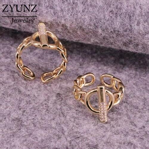 5PCS, OT Design Fashion Copper Ring Gold Color Geometric Engagement Wedding Rings For Women Girls Jewelry Anillo