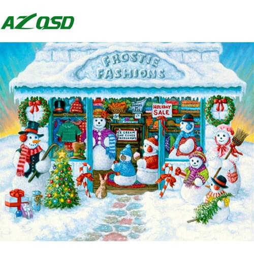 AZQSD Diamond Embroidery Diy Winter Cross Stitch Kits Handmade Craft Diamond Painting Cartoon Full Square Drill Home Decor