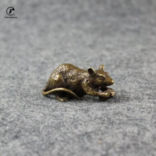 Antique Bronze Home Office Desk Decoration Rat Statue Vintage Copper Animal Mouse Figurine Ornaments kids Educational adult toys