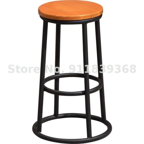 Bar Stool Light Luxury High Stool Bar Chair Solid Wood Mobile Phone Shop Milk Tea Shop Simple Iron Game Hall Front Desk Stool