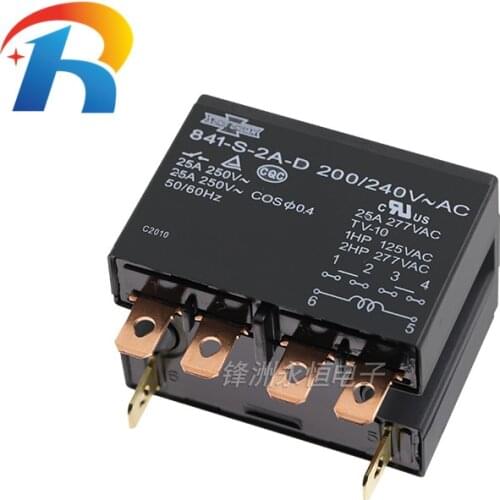 Free shipping 2PCS Original New 841-S-2A-D-12VDC 841-S-2A-D-24VDC 841-S-2A-D-200/240VAC 6PINS 25A 24VAC 200/240VAC Power Relay