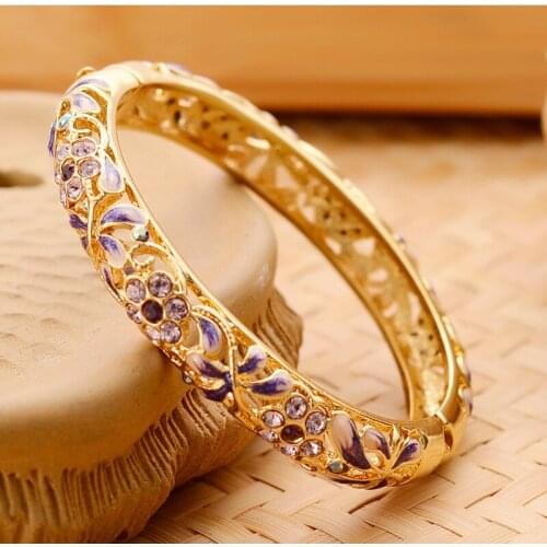 Free shipping enamel cloisonne bracelet gold-plated bracelet female fashion wide bracelet mixed batch of restoring ancient ways