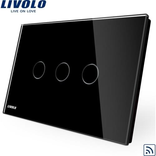 Livolo AU US C9 standard Wireless Switch,Black Glass Panel Touch Screen, Dimmer and Remote Home Wall Light Switch,dim up down