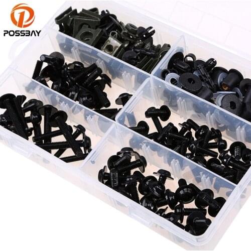 POSSBAY 223Pcs Motorcycle Fairing Bolts Kit Fastener Clips Screws Fit for Honda Harley Iron Motorbike Body Fairing Bolts