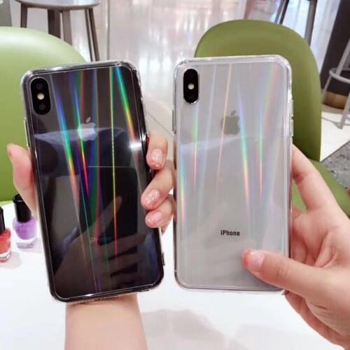 Transparent Clear Aurora Shining Laser Phone Case for iPhone 11 11 Pro X XS XR XS Max 6 6S 7 8 Plus Back Cover