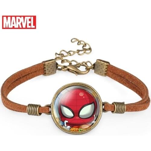 Disney Spiderman Wristand Bracelet Childrens Cartoon Marvel Gem Pendant Boys Cosplay Braided Bracelet Kids Birthday Gifts