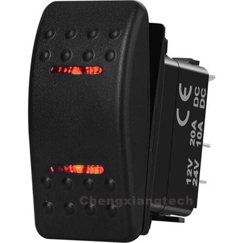 Dual Red LED 12v/24v Marine Grade Boat Car RV 5Pin ON OFF Rocker Toggle Switch , Waterproof ARB Carling Style