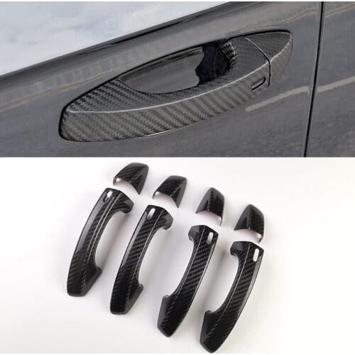 For VW Touareg 2019 2020 2021 8 pcs Real Carbon Fiber Car Exterior Door Handle Grab Cover Trim Sticker Styling For Volkswagen