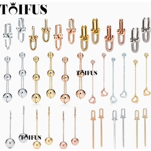 Tif New Style 925 Sterling Silver Chain Long Earrings With Original Logo China Factory Wholesale