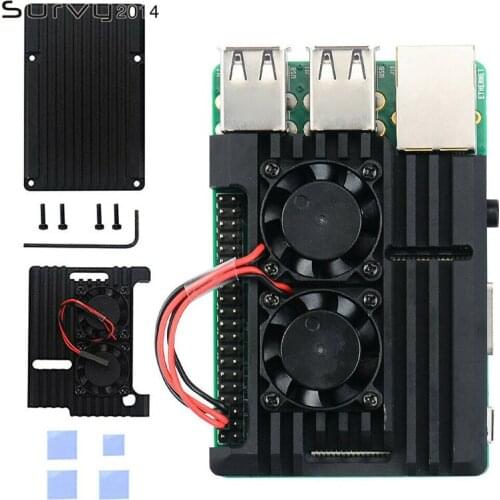 Raspberry Pi 4 ABS Case Black Box Protective Enclosure + Cooling Fan Aluminum Heat Sink for Raspberry Pi 4 Model diy electronics