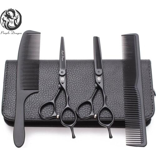 Suit 6.0" 440C Purple Dragon Hairdressers Scissors Cutting Shears Thinning Scissors Professional Hair Scissors With Combs Z9015