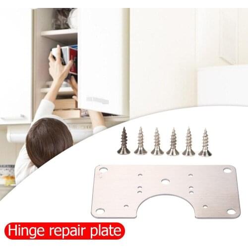 Stainless Steel Hinge Fixing Plate Cabinet Door Furniture Drawer Window Mounting Tool Hinge Hole Repair Kit Installer Home