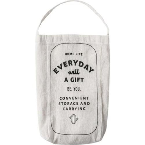 Garbage Bag Storage Bag Storage Holder Anti-Slip Cotton Flax Plastic Bags Dispenser Organizer Wall-mounted Home Storage Decor