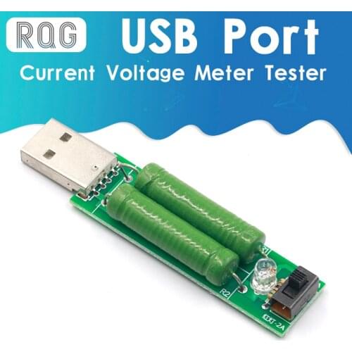 USB Port Mini Discharge Load Resistor Digital Current Voltage Meter Tester 2A/1A With Switch 1A Green Led / 2A Red Led