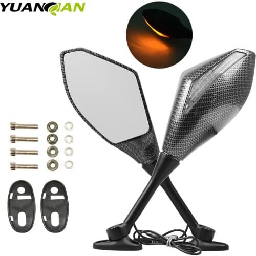 Motorcycle Rearview Mirrors with Amber LED Turn Signal Handle Bar End Side Mirror For Honda CBR 600 F4i F1 F2 F3 F4 929 954RR