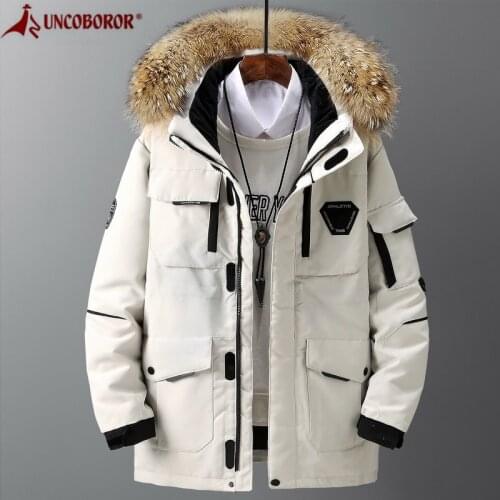 -30 Degree Winter Downs Jackets Men Fur Collar Warm Thick Many pocket Hooded Parkas Windbreaker Casual Thermal Jacket Overcoat