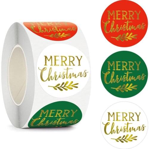 500pcs Merry Christmas Stickers,Gold Foil Presents Decorative Sealing Stickers for Gifts, Wedding,Birthday, Party,Packaging