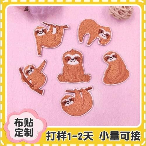 50pcs/lot Sloth Monkey Embroidery Patches Letters Clothing Decoration Accessories Diy Iron Heat Transfer Applique Cute Patch