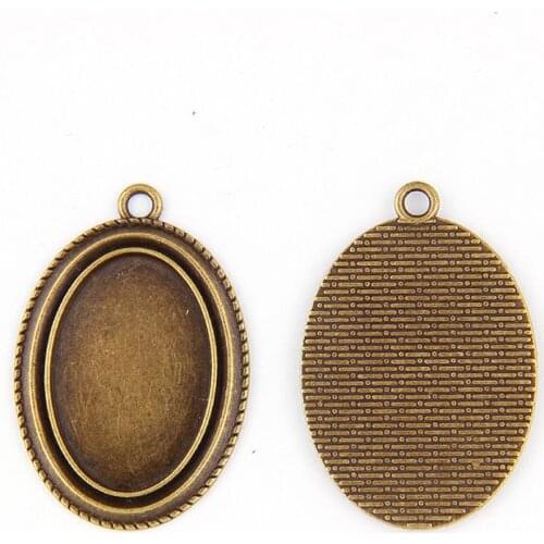 Fit 20x30mm Oval Antique Bronze Pendants Setting Cabochon Cameo Base Tray Bezel Blank DIY Jewelry Findings
