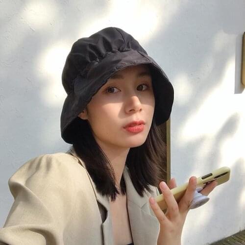 Adult Kids Summer Foldable Bucket Hat Solid Color Hip Hop Wide Brim Beach UV Protection Round Top Sunscreen Fisherman Cap