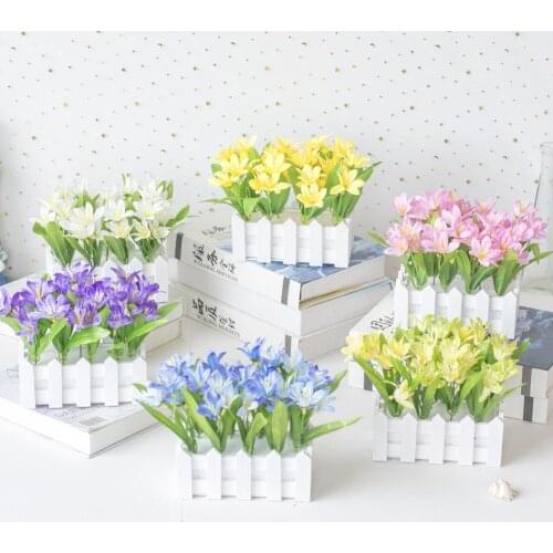 Plastic Practical Simulation Lily Flower Pot Decoration Wear-resistant Artificial Flower Pot Realistic for Home
