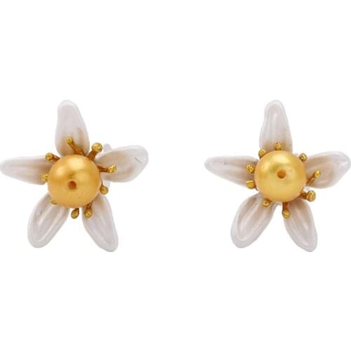 Simple Elegant Orange Blossom Earrings For Women Fashion Jewelry S925 Needle Girl Student Gift Good Accessories