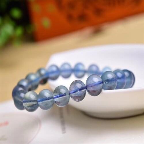 Rare Bracelet Beads Fluorite Quartz Natural Women Love Blue Green Elegant Gift