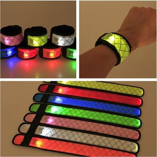 Grid Nylon LED Sports Slap Wrist Strap Band Wristband Light Flash Bracelet Glowing Armband Party Supplies ZA6828