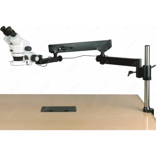 Articulating Arm Microscope--AmScope Supplies 3.5X-180X Binocular Articulating Arm Pillar Clamp 144-LED Zoom Stereo Microscope