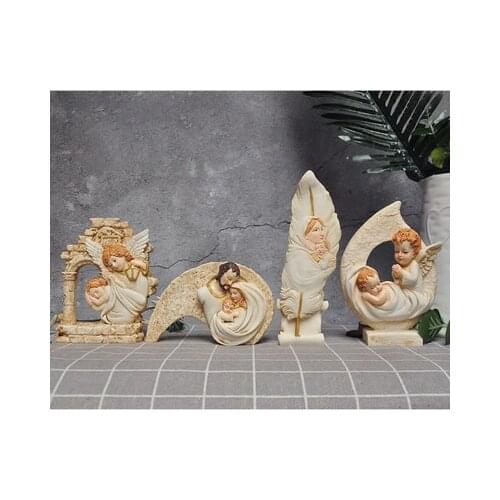 PRZY Silicone Mold Fondant Molds 4 Styles 3D Catholic Virgin Mary Jesus Angel Resin Gypsum Chocolate Candle Candy Mold Moulds