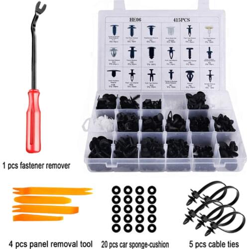 Mixed Car Fastener Clip Auto Body Push Retainer Pin Rivet Bumper Door Trim Panel Retainer Fastener Kit Removal Tool Cable Ties