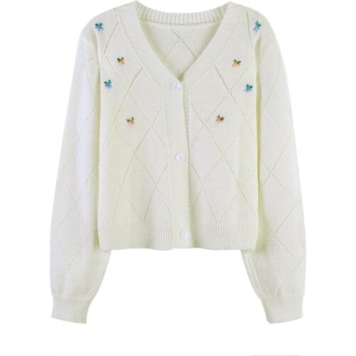 Spring 2021 newSweater Women Knitted Cardigans Harajuku Korean version of gentle Style Ladies Loose thin v-neck sweater coat