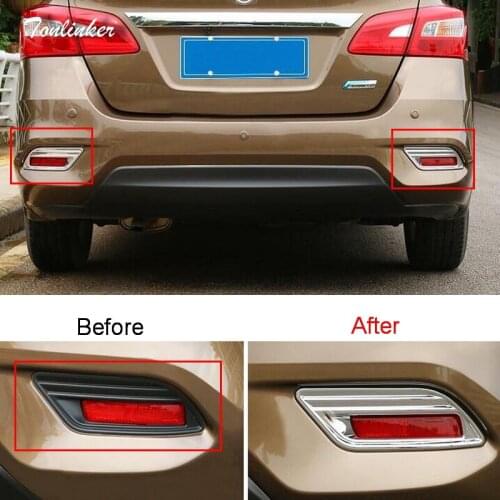 Tonlinker Covers Stickers For Nissan SYLPHY 2016-18 Car Styling 2 PCS ABS Chrome Rear fog light Decoration Cover Case Stickers