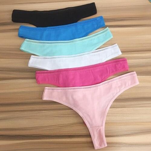 10 Pieces Ladies Cotton Thong Panties Sexy Women G Strings Tangas Mujer Woman Underwear Lingerie Femme Underpants Solid Panty