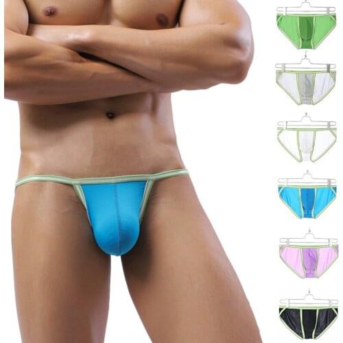 Mens Briefs Ultra Low Waist Thin Ice Translucent Sexy Underwear Bikini Male Panties