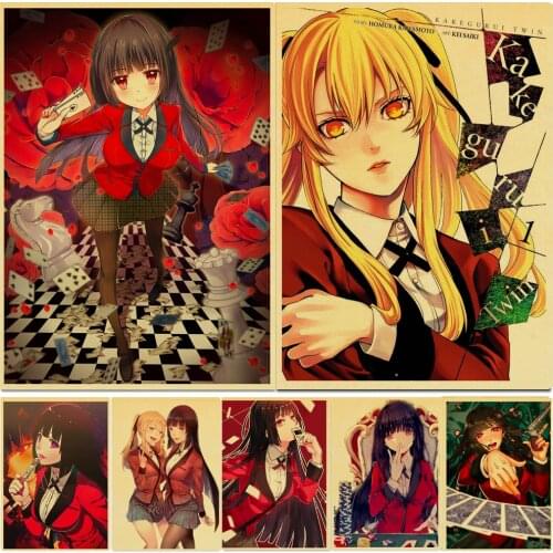 Vintage Anime Kakegurui Retro Poster Wall Art Stickers Wall Decor For Home Room Cafe Bar painting Decals