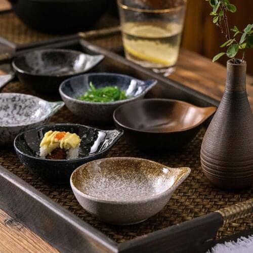 Japanese Style Ceramic Soy Sauce Dish Snack Bowls 4.25 inch Kitchen Dinnerware Ideal For Dessert Snack Dish Retro Style