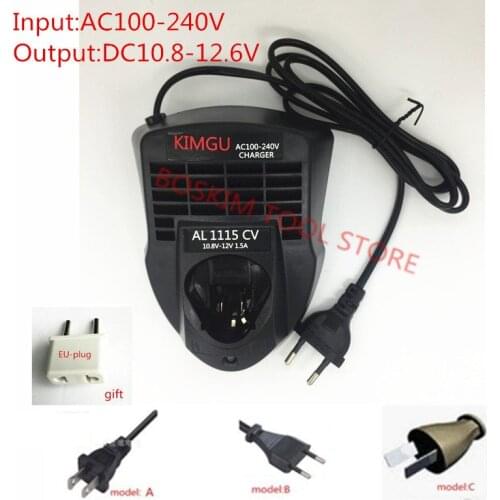 Charger Replace for Bosch AL1115CV 10.8V 12V Li-ion Battery GSR10.8V-LI GSB10.8V-LI GDR10.8V GUS10.8V GRO10.8V GSB1080-2-LI