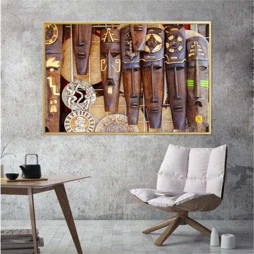 Retro Women Mask Religion Posters Prints Canvas Painting Wall Art Print Maya Mexican Mask Picture Vintage Living Room Home Decor