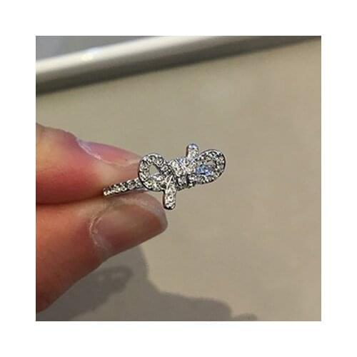 2019 Bow Female Wedding Rings For Woman Fine 1:1 Swa Hand White Gold Color Sale Vintage