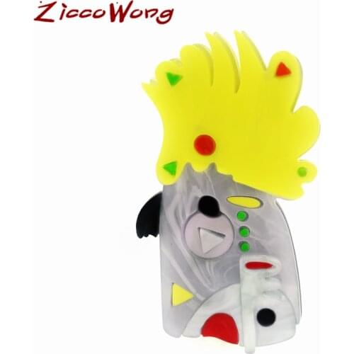 ZiccoWong New Design Animal Parrot The Big Galah Brooch Pins For Women Girl Fashion Bird Cartoon Lapel Badge Chirstmas Gifts