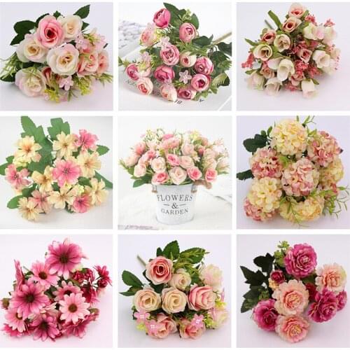 1PC Wedding Decoration Bridal Bouquet Fake Flowers Persia Rose Bud Artificial Flowers For Valentines Day Christmas Home Decor