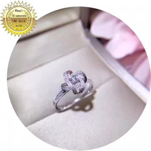 18k gold ring Natural Real 0.2ct diamond ring Jewellery Engagement ring &Wedding ring H-M61