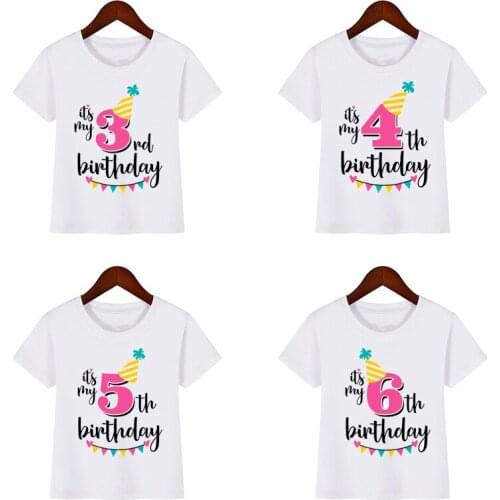 2020 Girls Happy Birthday Number 1-9 Letter Print T shirt It’s my birthday Kids Birthday Gift Number T-shirt Baby girl shirt