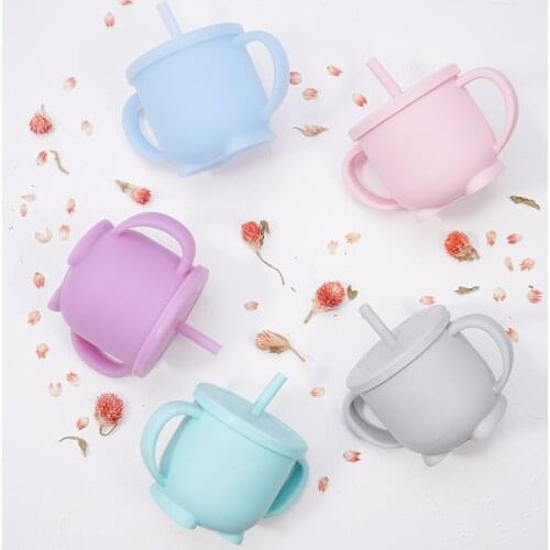 2020 New Arrivals 200ML 100% Food Grade Edible Weaning Soft Food Feeding Unbreakable Silicone Sippy Straw Teething Silicon