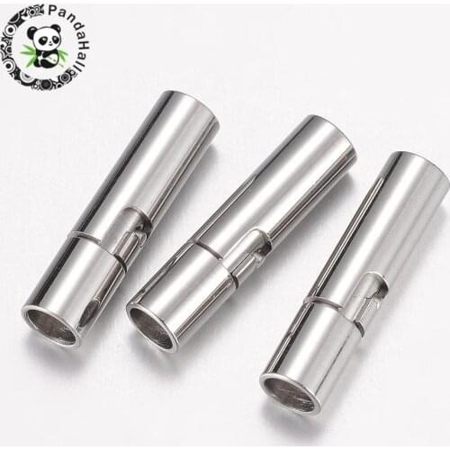 304 Stainless Steel Bayonet Clasps, Stainless Steel Color, 15.5x4mm, Hole: 3mm