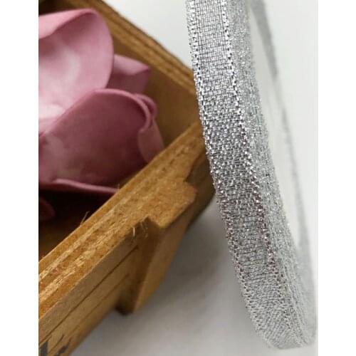 6 mm 1/4" Silver Metallic Glitter ribbon craft/wedding 100Y 4 Rolls